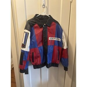Chevy Camaro Leather Jacket Red Dawg Bomber Style Size XL Multicolor Vintage